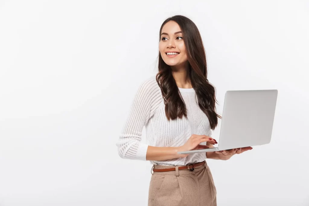 professional Woman holding a laptop